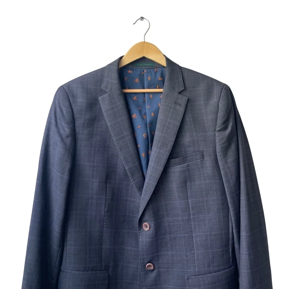 TED‎ BAKER LONDON Endurance Modern Fit Plaid Wool Blazer 44R Jacket Tailored
